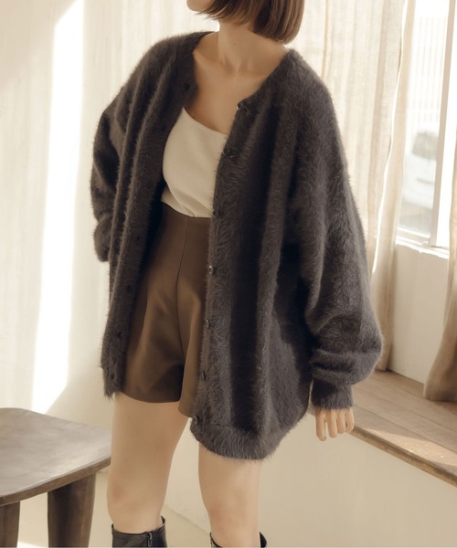 fupel(フぺル)の「2WAYシャギーカーディガン(カーディガン/ボレロ・レディース・チャコールグレー/ベージュ・FREE)」の22枚目の写真