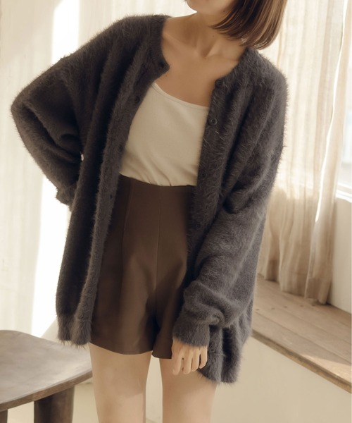 fupel(フぺル)の「2WAYシャギーカーディガン(カーディガン/ボレロ・レディース・チャコールグレー/ベージュ・FREE)」の21枚目の写真
