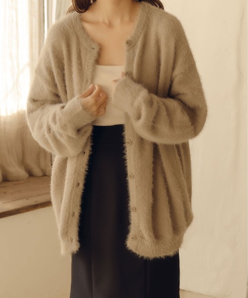 fupel(フぺル)の「2WAYシャギーカーディガン(カーディガン/ボレロ・レディース・チャコールグレー/ベージュ・FREE)」の5枚目の写真