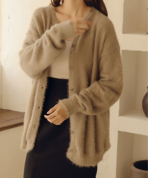 fupel(フぺル)の「2WAYシャギーカーディガン(カーディガン/ボレロ・レディース・チャコールグレー/ベージュ・FREE)」の6枚目の写真