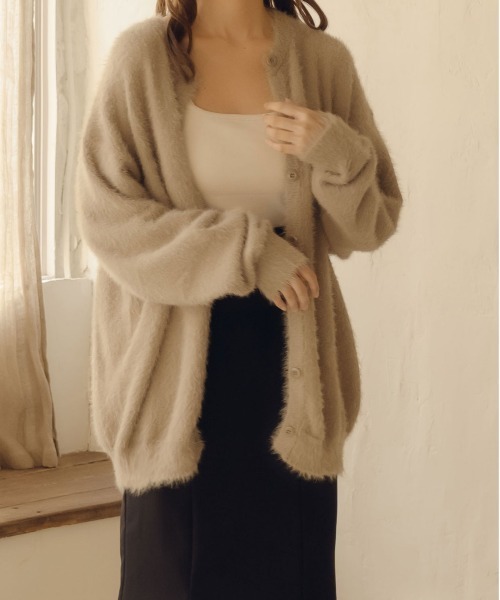 fupel(フぺル)の「2WAYシャギーカーディガン(カーディガン/ボレロ・レディース・チャコールグレー/ベージュ・FREE)」の3枚目の写真