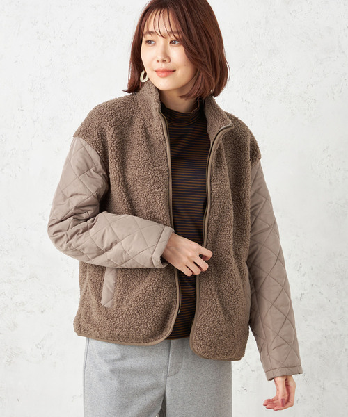 Petit Honfleur（プチオンフルール）の「キルト切替ボアジャケット