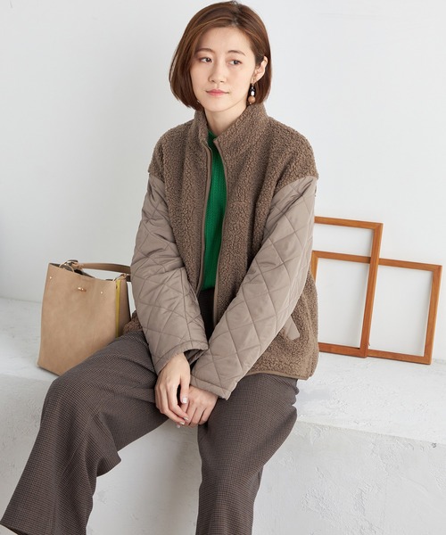 Petit Honfleur（プチオンフルール）の「キルト切替ボアジャケット