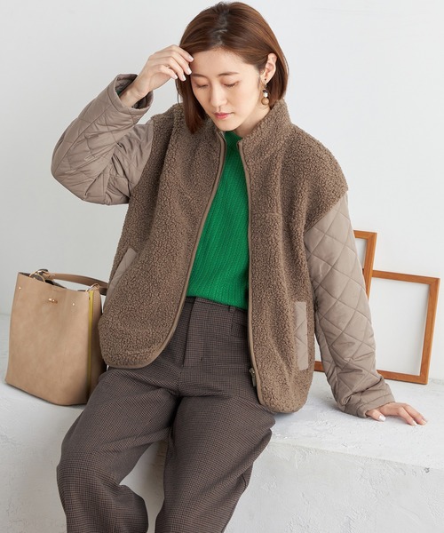 Petit Honfleur（プチオンフルール）の「キルト切替ボアジャケット