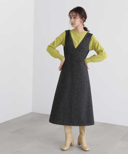 N.(N. Natural Beauty Basic)(エヌエヌナチュラルビューティーベーシック)の「【追加生産】◆ネップツイードジャンパースカート(ジャンパースカート・レディース・ブラック・MEDIUM)」の10枚目の写真