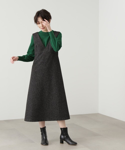 N.(N. Natural Beauty Basic)(エヌエヌナチュラルビューティーベーシック)の「【追加生産】◆ネップツイードジャンパースカート(ジャンパースカート・レディース・ブラック・MEDIUM)」の7枚目の写真