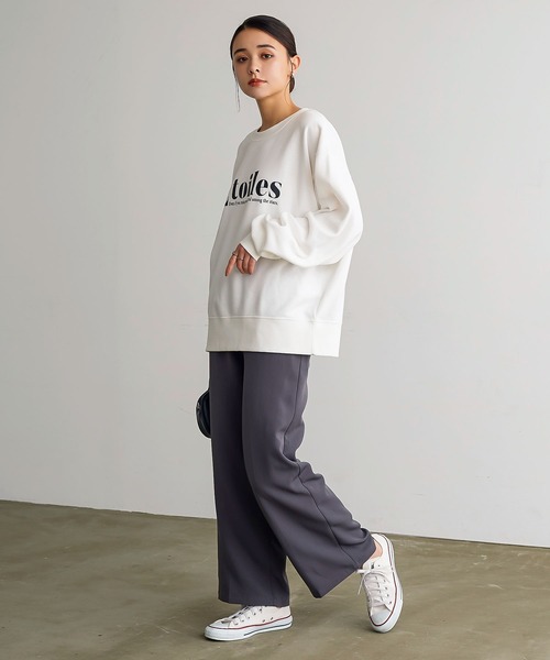 KOBE LETTUCE（コウベレタス）の「[ 裏起毛 ] 大人ロゴスウェットトップス（スウェット・レディース・グレー/ベージュ/ホワイト/ネイビー・FREE）」の7枚目の写真