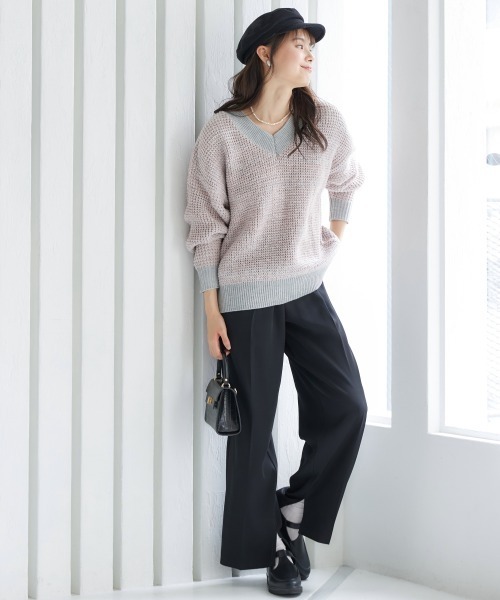 miclat(ミクラ)の「大きいサイズ Vネックニット miclat(ニット/セーター・レディース・カーキ系/ブラック系/ピンク系/ネイビー系・4L/3L/5L/LL/L)」の16枚目の写真