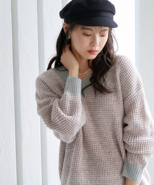 miclat(ミクラ)の「大きいサイズ Vネックニット miclat(ニット/セーター・レディース・カーキ系/ブラック系/ピンク系/ネイビー系・4L/3L/5L/LL/L)」の8枚目の写真