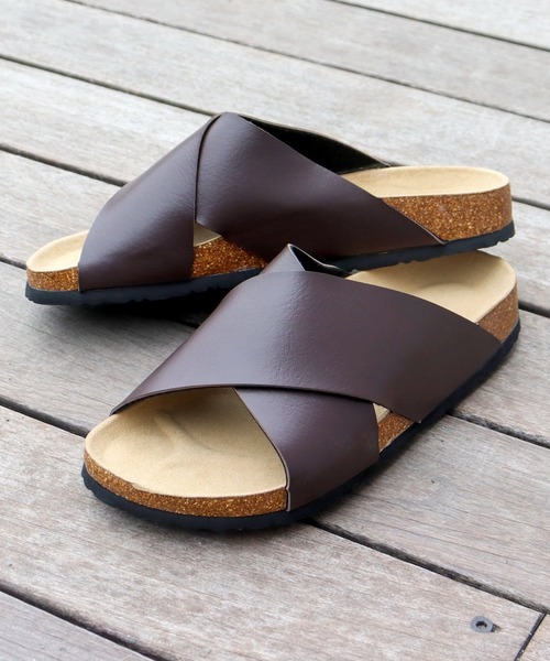 AAA+（サンエープラス）の「軽量 ダブルベルトサンダル スライドサンダル（サンダル・メンズ・ブラック/ホワイト系/ブラック系/ダークブラウン系/ダークブラウン/ホワイト・M/L/LL）」の5枚目の写真