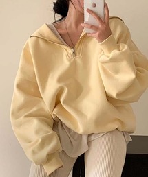 [BELLIDE MADE] ルーズフィットセーラーカラーハーフジップアップ起毛スウェット