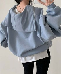 [BELLIDE MADE] ルーズフィットセーラーカラーハーフジップアップ起毛スウェット