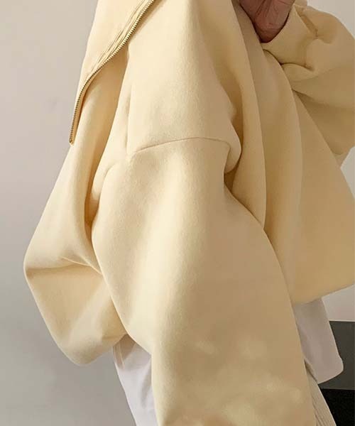 BEIDELLI（ベイデリー）の「[BELLIDE MADE] ルーズフィットセーラーカラーハーフジップアップ起毛スウェット（スウェット・レディース・ピンク/イエロー/スカイブルー・FREE）」の15枚目の写真