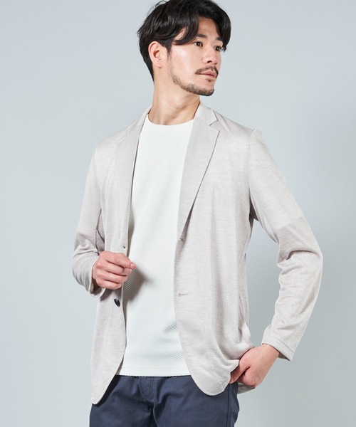TETE HOMME（テットオム）の「アーサー天竺カットジャケット（テーラードジャケット・メンズ・チャコールグレー/ライトグレー/ベージュ/ネイビー/グレー/サックスブルー系・MEDIUM/LARGE/X-LARGE/XX-LARGE）」の5枚目の写真