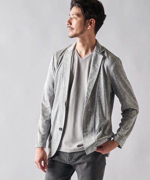 TETE HOMME（テットオム）の「アーサー天竺カットジャケット（テーラードジャケット・メンズ・チャコールグレー/ライトグレー/ベージュ/ネイビー/グレー/サックスブルー系・MEDIUM/LARGE/X-LARGE/XX-LARGE）」の4枚目の写真