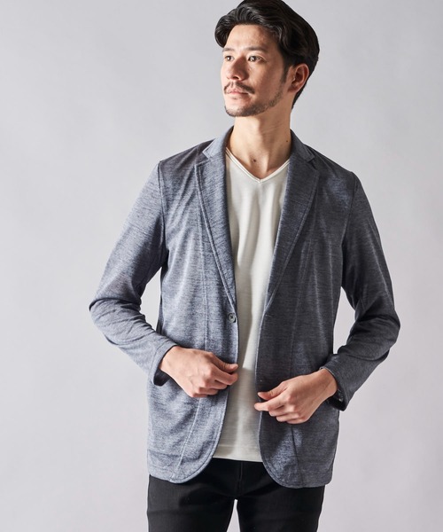 TETE HOMME（テットオム）の「アーサー天竺カットジャケット（テーラードジャケット・メンズ・チャコールグレー/ライトグレー/ベージュ/ネイビー/グレー/サックスブルー系・MEDIUM/LARGE/X-LARGE/XX-LARGE）」の2枚目の写真