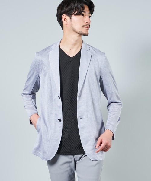 TETE HOMME（テットオム）の「アーサー天竺カットジャケット（テーラードジャケット・メンズ・チャコールグレー/ライトグレー/ベージュ/ネイビー/グレー/サックスブルー系・MEDIUM/LARGE/X-LARGE/XX-LARGE）」の3枚目の写真