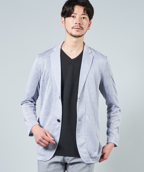 TETE HOMME（テットオム）の「アーサー天竺カットジャケット（テーラードジャケット・メンズ・チャコールグレー/ライトグレー/ベージュ/ネイビー/グレー/サックスブルー系・MEDIUM/LARGE/X-LARGE/XX-LARGE）」の7枚目の写真