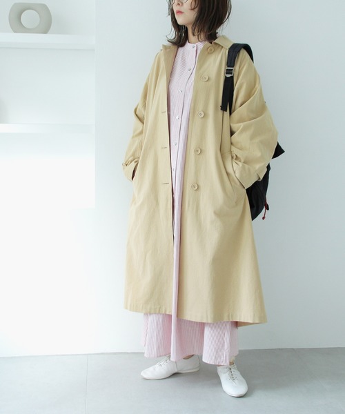 Crisp（クリスプ）の「ステンカラーコート（ステンカラーコート・レディース・グリーン/ベージュ・FREE）」の7枚目の写真