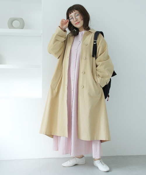 Crisp（クリスプ）の「ステンカラーコート（ステンカラーコート・レディース・グリーン/ベージュ・FREE）」の8枚目の写真