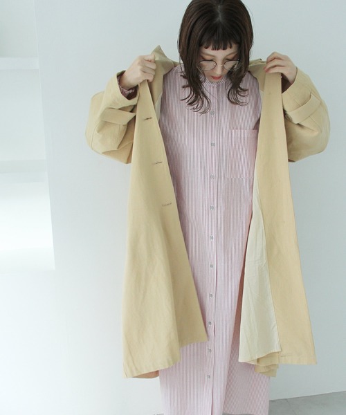 Crisp（クリスプ）の「ステンカラーコート（ステンカラーコート・レディース・グリーン/ベージュ・FREE）」の14枚目の写真
