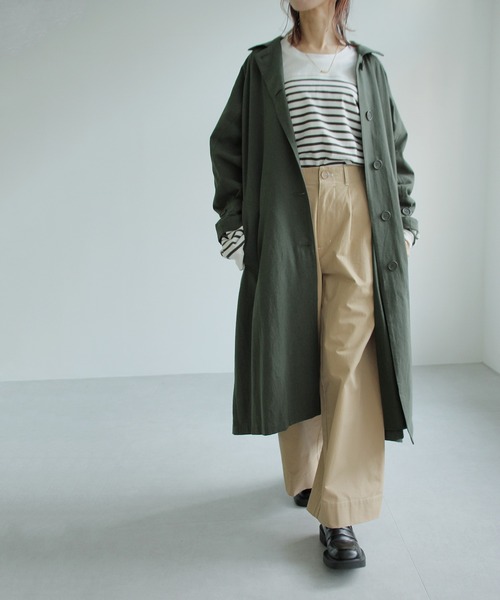 Crisp（クリスプ）の「ステンカラーコート（ステンカラーコート・レディース・グリーン/ベージュ・FREE）」の15枚目の写真