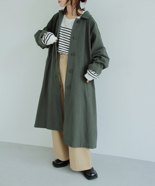 Crisp（クリスプ）の「ステンカラーコート（ステンカラーコート・レディース・グリーン/ベージュ・FREE）」の16枚目の写真