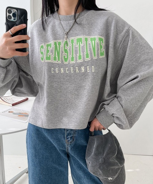 fd style(エフディ スタイル)の「センスティーブ ボックスフィット トレーナー(Tシャツ/カットソー・レディース・Black/LT.GRY・FREE)」の2枚目の写真