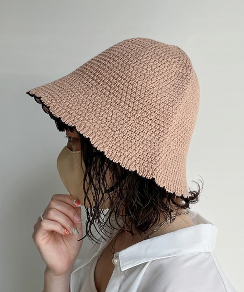 CPCM（シーピーシーエム）の「ニットスカラップチューリップハット（ハット・レディース・アイボリー/ベージュ/ブラック・FREE）」の3枚目の写真