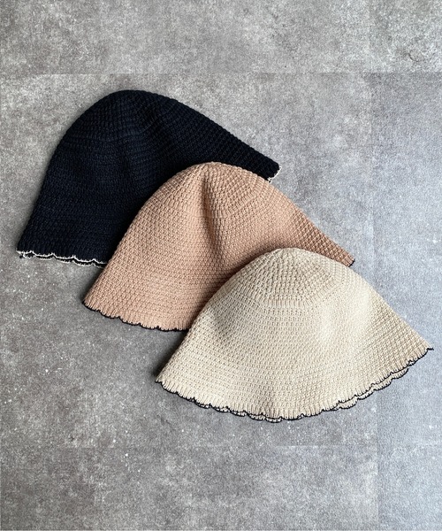CPCM（シーピーシーエム）の「ニットスカラップチューリップハット（ハット・レディース・アイボリー/ベージュ/ブラック・FREE）」の15枚目の写真