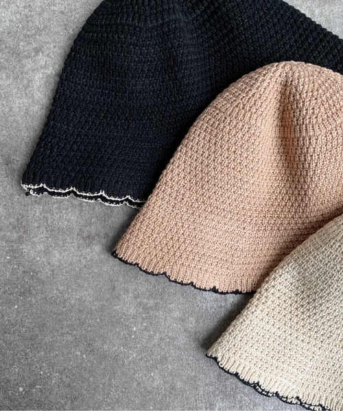 CPCM（シーピーシーエム）の「ニットスカラップチューリップハット（ハット・レディース・アイボリー/ベージュ/ブラック・FREE）」の14枚目の写真