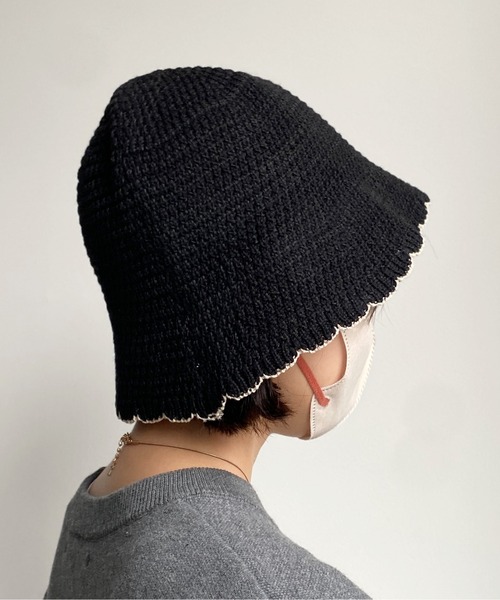 CPCM（シーピーシーエム）の「ニットスカラップチューリップハット（ハット・レディース・アイボリー/ベージュ/ブラック・FREE）」の10枚目の写真