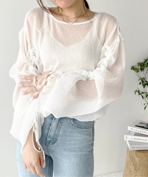 Meli rich | シアー袖ドロストブラウス(シャツ/ブラウス)