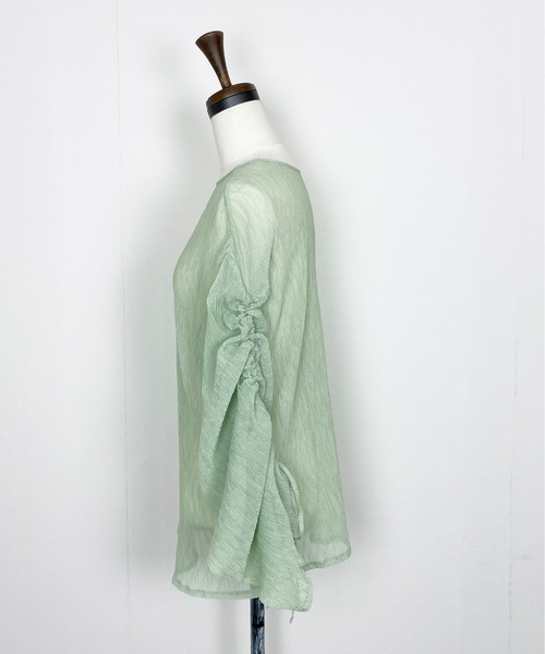 Meli rich（メリーリッチ）の「シアー袖ドロストブラウス（シャツ/ブラウス・レディース・パープル/オフホワイト/ブラック/グリーン・FREE）」の10枚目の写真