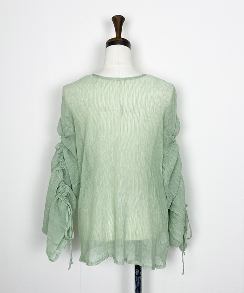 Meli rich（メリーリッチ）の「シアー袖ドロストブラウス（シャツ/ブラウス・レディース・パープル/オフホワイト/ブラック/グリーン・FREE）」の11枚目の写真