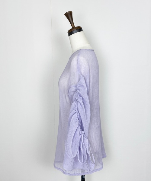 Meli rich（メリーリッチ）の「シアー袖ドロストブラウス（シャツ/ブラウス・レディース・パープル/オフホワイト/ブラック/グリーン・FREE）」の14枚目の写真