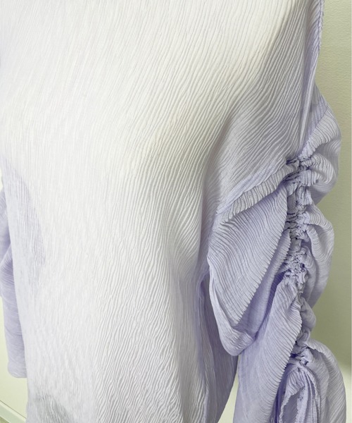 Meli rich（メリーリッチ）の「シアー袖ドロストブラウス（シャツ/ブラウス・レディース・パープル/オフホワイト/ブラック/グリーン・FREE）」の16枚目の写真