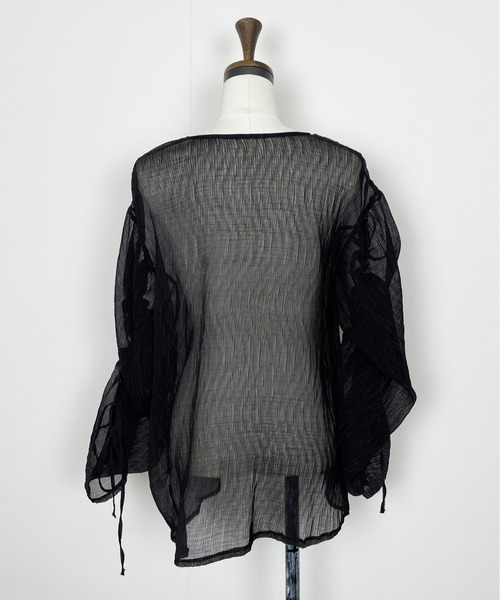 Meli rich（メリーリッチ）の「シアー袖ドロストブラウス（シャツ/ブラウス・レディース・パープル/オフホワイト/ブラック/グリーン・FREE）」の19枚目の写真