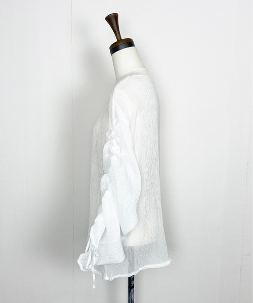 Meli rich（メリーリッチ）の「シアー袖ドロストブラウス（シャツ/ブラウス・レディース・パープル/オフホワイト/ブラック/グリーン・FREE）」の21枚目の写真