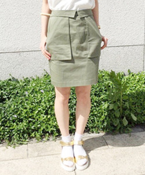 mystic（ミスティック）の「ビッグポケットSK（スカート・レディース・カーキ/ベージュ/ネイビー・ﾌﾘ-）」の2枚目の写真