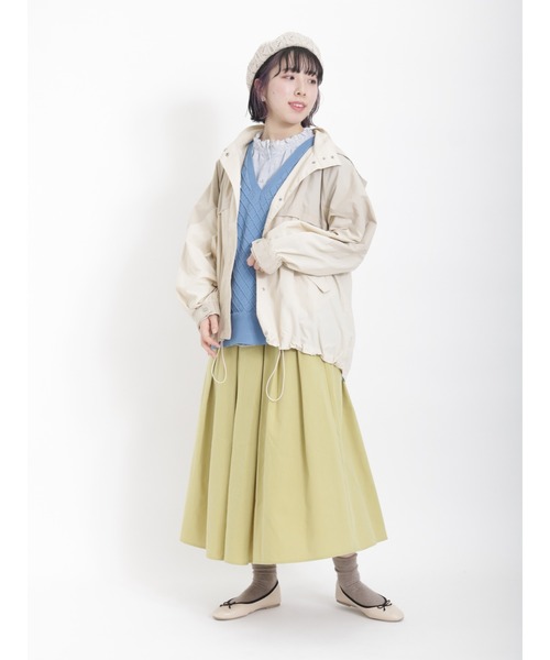 Samansa Mos2（サマンサ モスモス）の「柄編みVネックニットベスト（ベスト・レディース・ブラック/ダークブラウン/キナリ/ブルー/グリーン・ﾌﾘ-）」の14枚目の写真