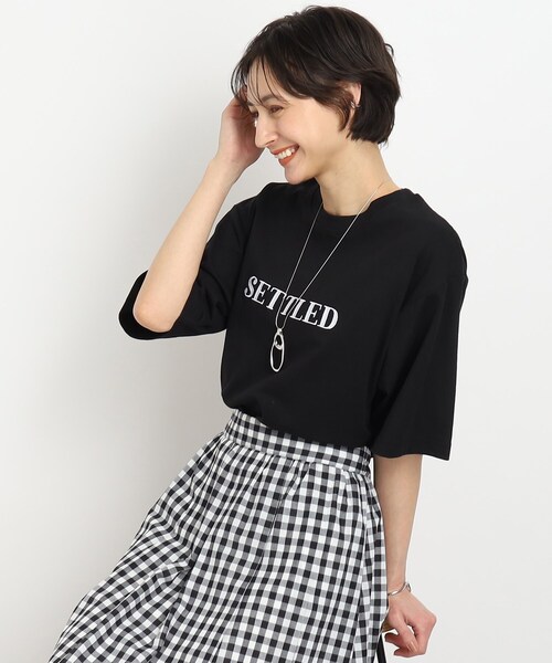 Cutie Blonde（キューティーブロンド）の「◆【ヒップも二の腕も気にせずOK】オーバーサイズTシャツ（Tシャツ/カットソー・レディース・ホワイト系その他/ベージュ系その他5/ブラック系1/ネイビー系6・00）」の2枚目の写真