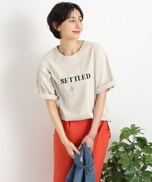 Cutie Blonde（キューティーブロンド）の「◆【ヒップも二の腕も気にせずOK】オーバーサイズTシャツ（Tシャツ/カットソー・レディース・ホワイト系その他/ベージュ系その他5/ブラック系1/ネイビー系6・00）」の3枚目の写真