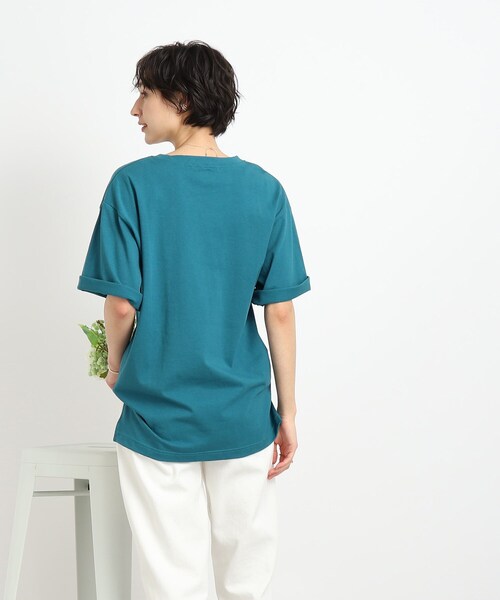 Cutie Blonde（キューティーブロンド）の「◆【ヒップも二の腕も気にせずOK】オーバーサイズTシャツ（Tシャツ/カットソー・レディース・ホワイト系その他/ベージュ系その他5/ブラック系1/ネイビー系6・00）」の5枚目の写真