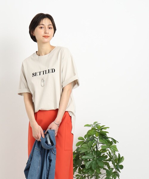 Cutie Blonde（キューティーブロンド）の「◆【ヒップも二の腕も気にせずOK】オーバーサイズTシャツ（Tシャツ/カットソー・レディース・ホワイト系その他/ベージュ系その他5/ブラック系1/ネイビー系6・00）」の18枚目の写真