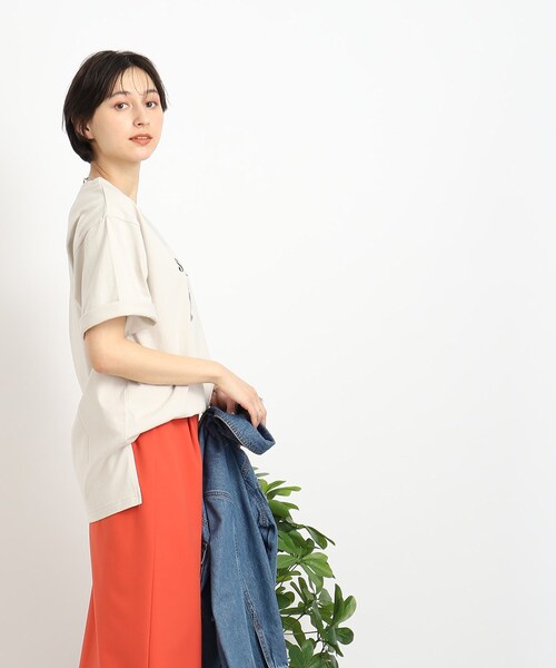 Cutie Blonde（キューティーブロンド）の「◆【ヒップも二の腕も気にせずOK】オーバーサイズTシャツ（Tシャツ/カットソー・レディース・ホワイト系その他/ベージュ系その他5/ブラック系1/ネイビー系6・00）」の14枚目の写真