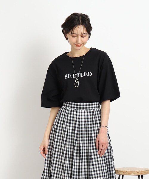 Cutie Blonde（キューティーブロンド）の「◆【ヒップも二の腕も気にせずOK】オーバーサイズTシャツ（Tシャツ/カットソー・レディース・ホワイト系その他/ベージュ系その他5/ブラック系1/ネイビー系6・00）」の7枚目の写真