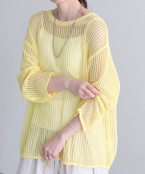 fredy emue（フレディエミュ）の「メッシュニット（ニット/セーター・レディース・チャコールグレー/イエロー/アイボリー/ネイビー・38）」の11枚目の写真