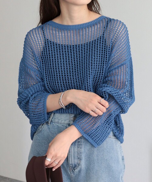 fredy emue（フレディエミュ）の「メッシュニット（ニット/セーター・レディース・チャコールグレー/イエロー/アイボリー/ネイビー・38）」の17枚目の写真