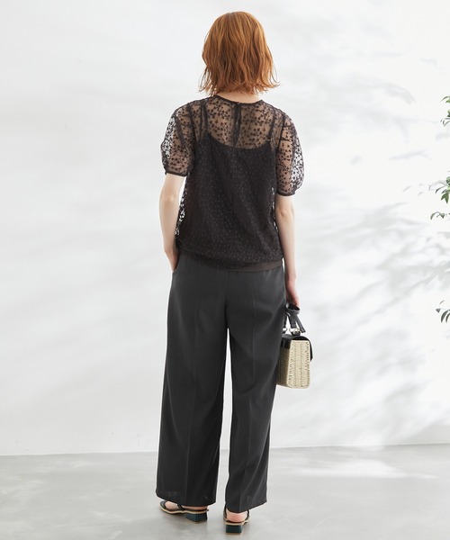 ROPE' PICNIC(ロペピクニック)の「洗える/SETアイテム/チュール刺繍フラワーブラウス(シャツ/ブラウス・レディース・チャコールグレー/キナリ・38)」の17枚目の写真